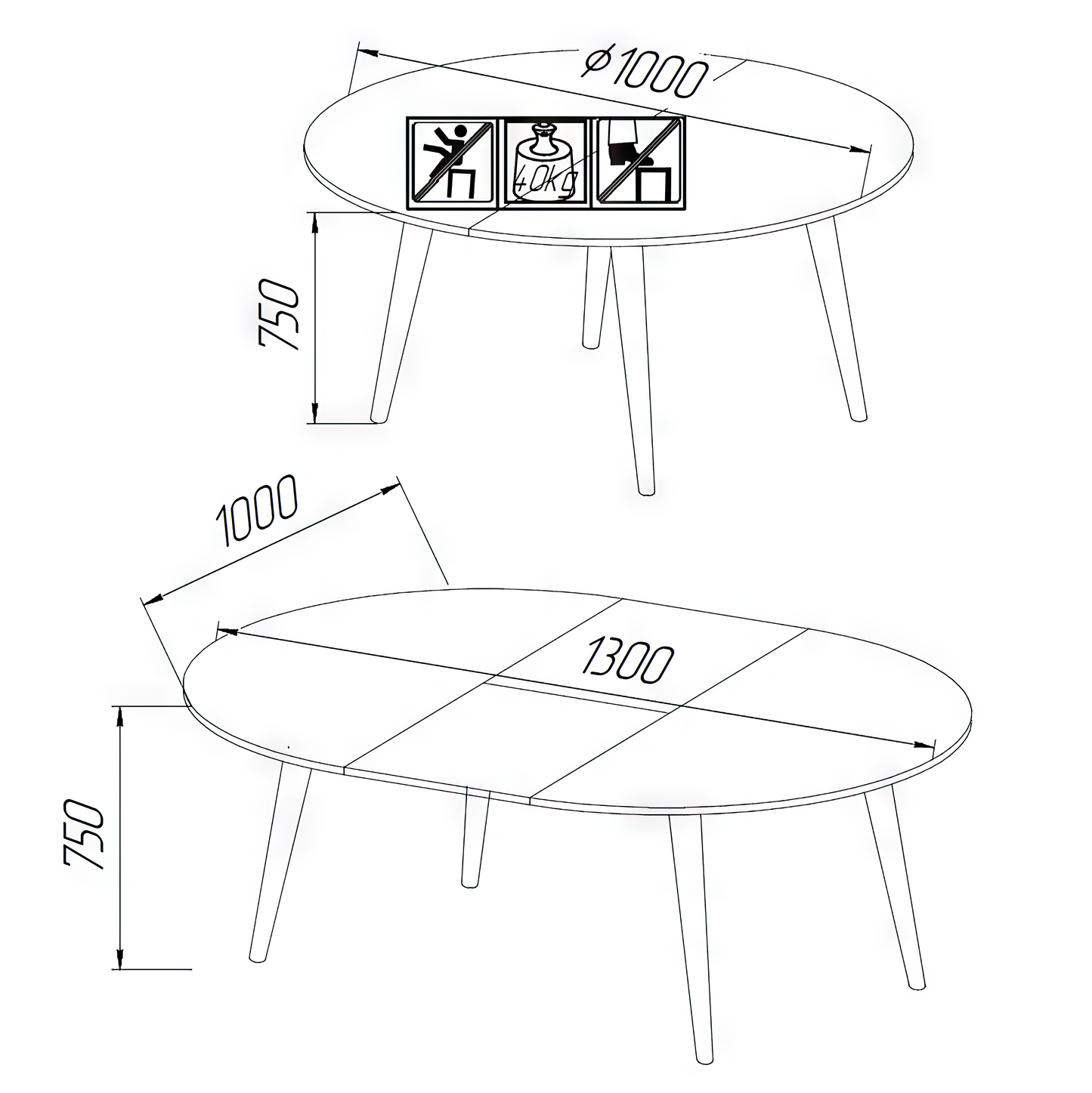 Rozkladací okrúhly stôl Nord R