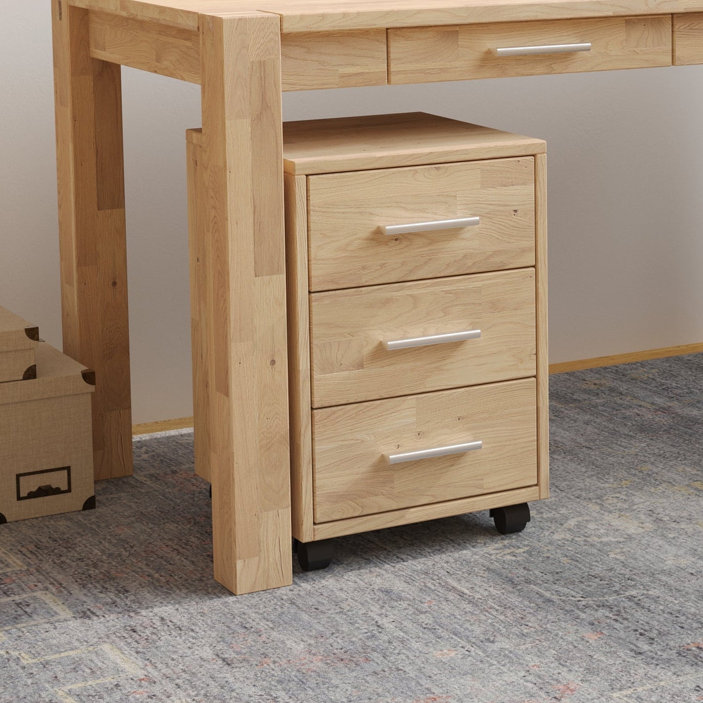 Focus – dubová úložná skrinka so 3 zásuvkami