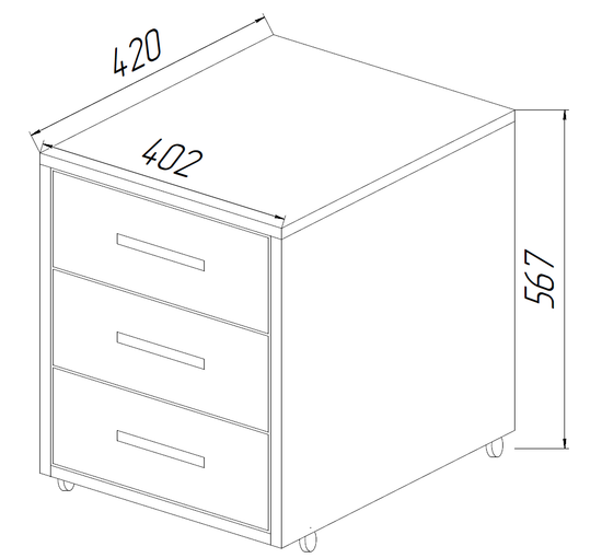 Focus – dubová úložná skrinka so 3 zásuvkami