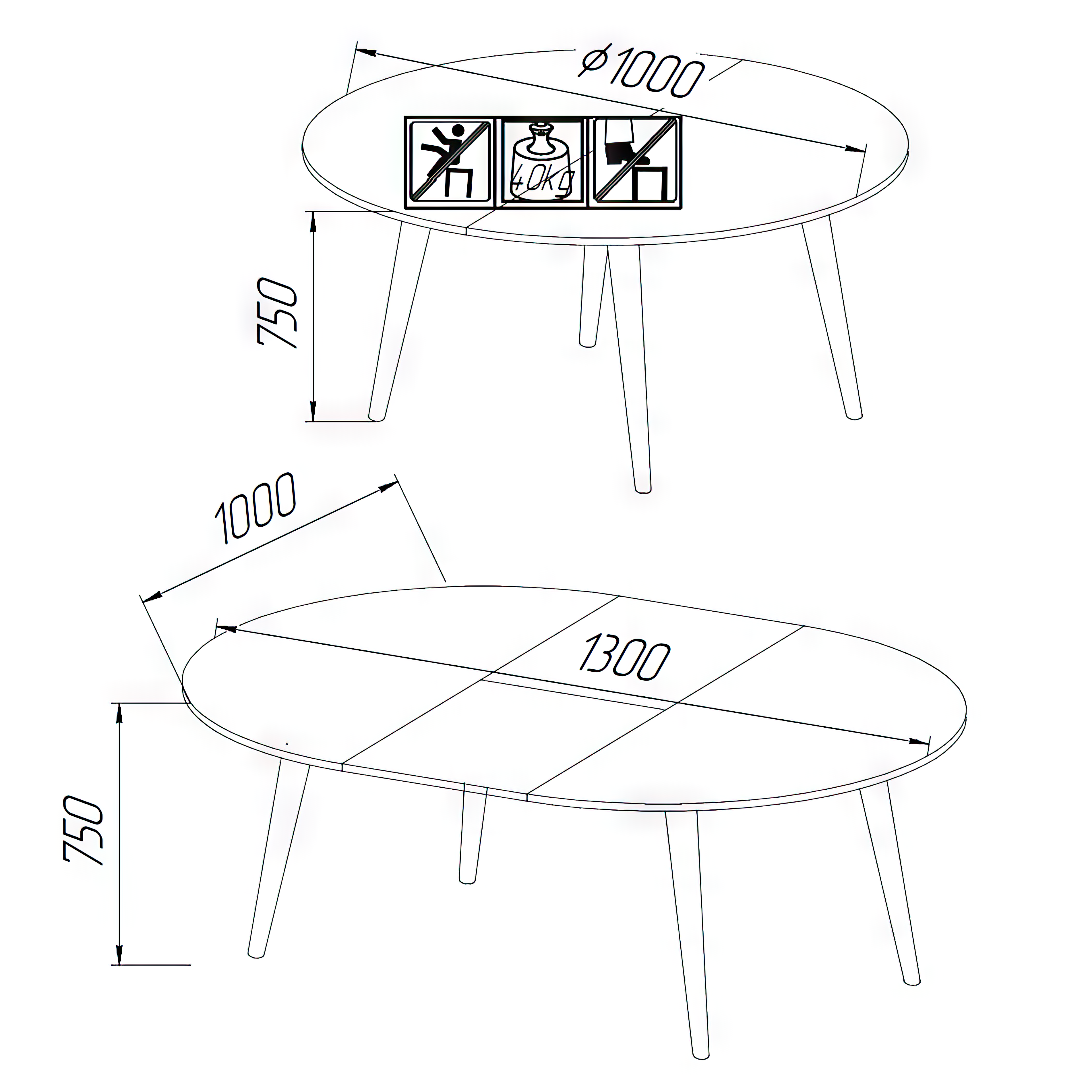 Rozkladací okrúhly stôl Nord R